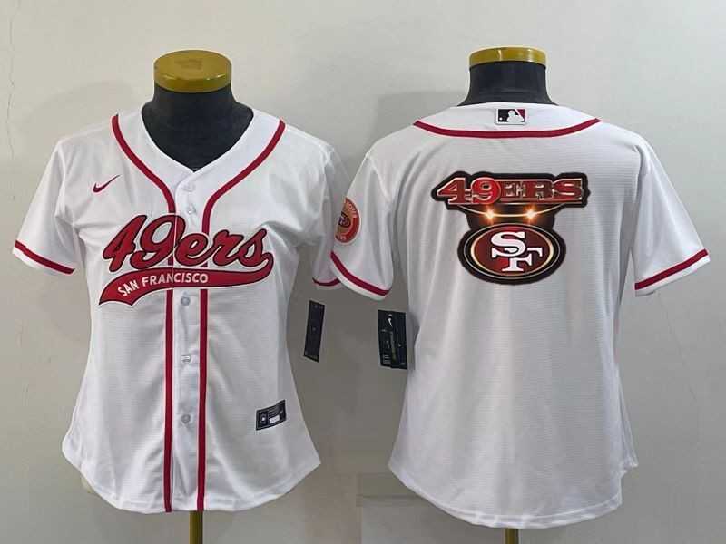 Womens San Francisco 49ers White Team Big Logo With Patch Cool Base Stitched Baseball Jersey->women nfl jersey->Women Jersey